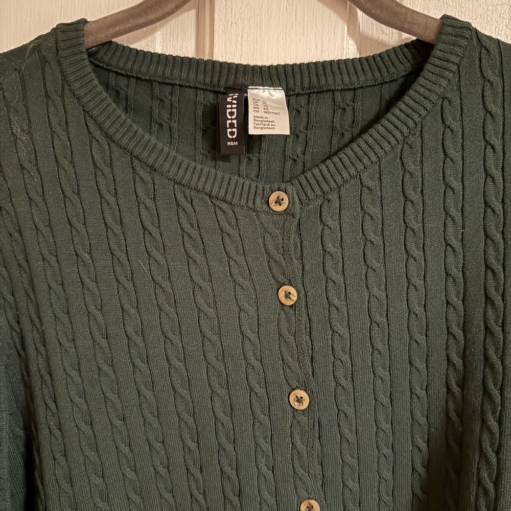 H&M Forest Green Cable Knit Cardigan